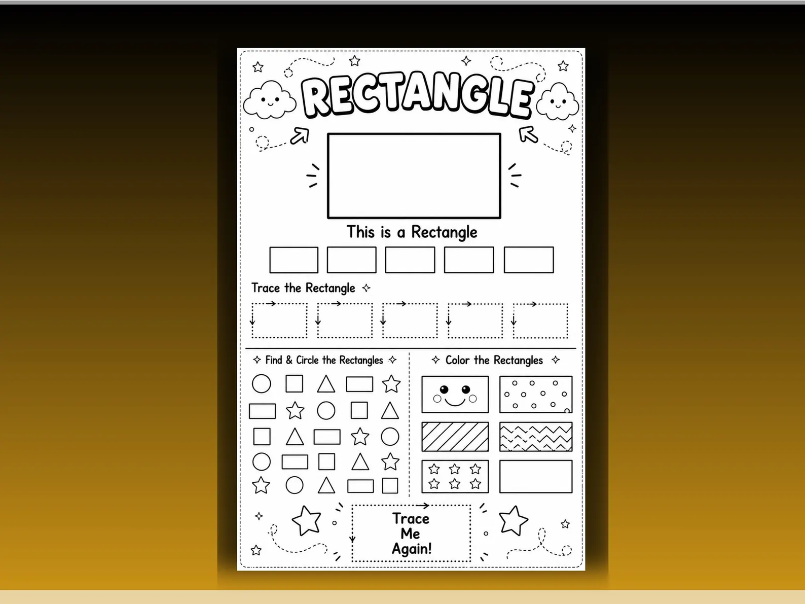 CuteLearner printable Preschool Shapes Worksheets For Kids, Shape Recognition Activities, Kindergarten Math Worksheets, Fine Motor Skills — Tracing Worksheets, — preview 5